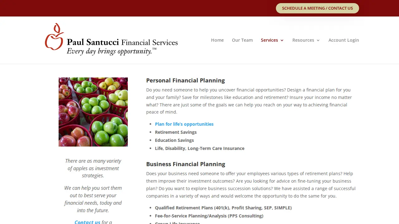 Paul Santucci Financial page