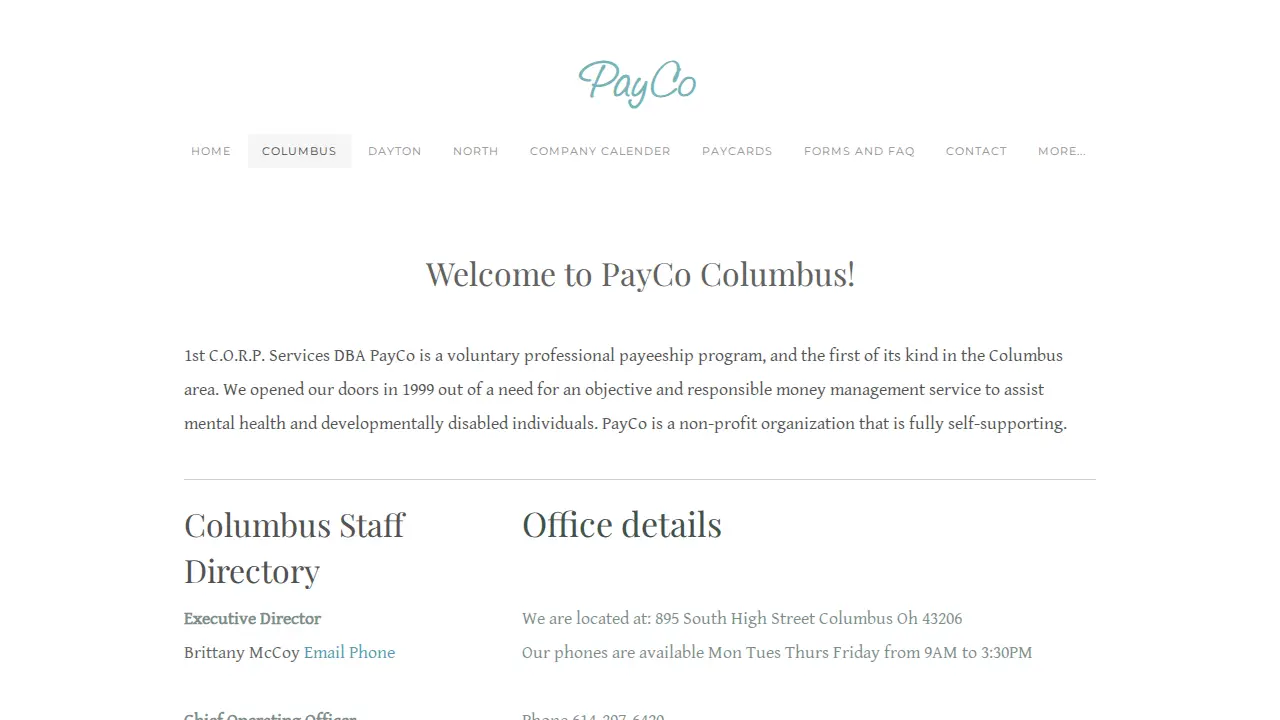 PayCo page