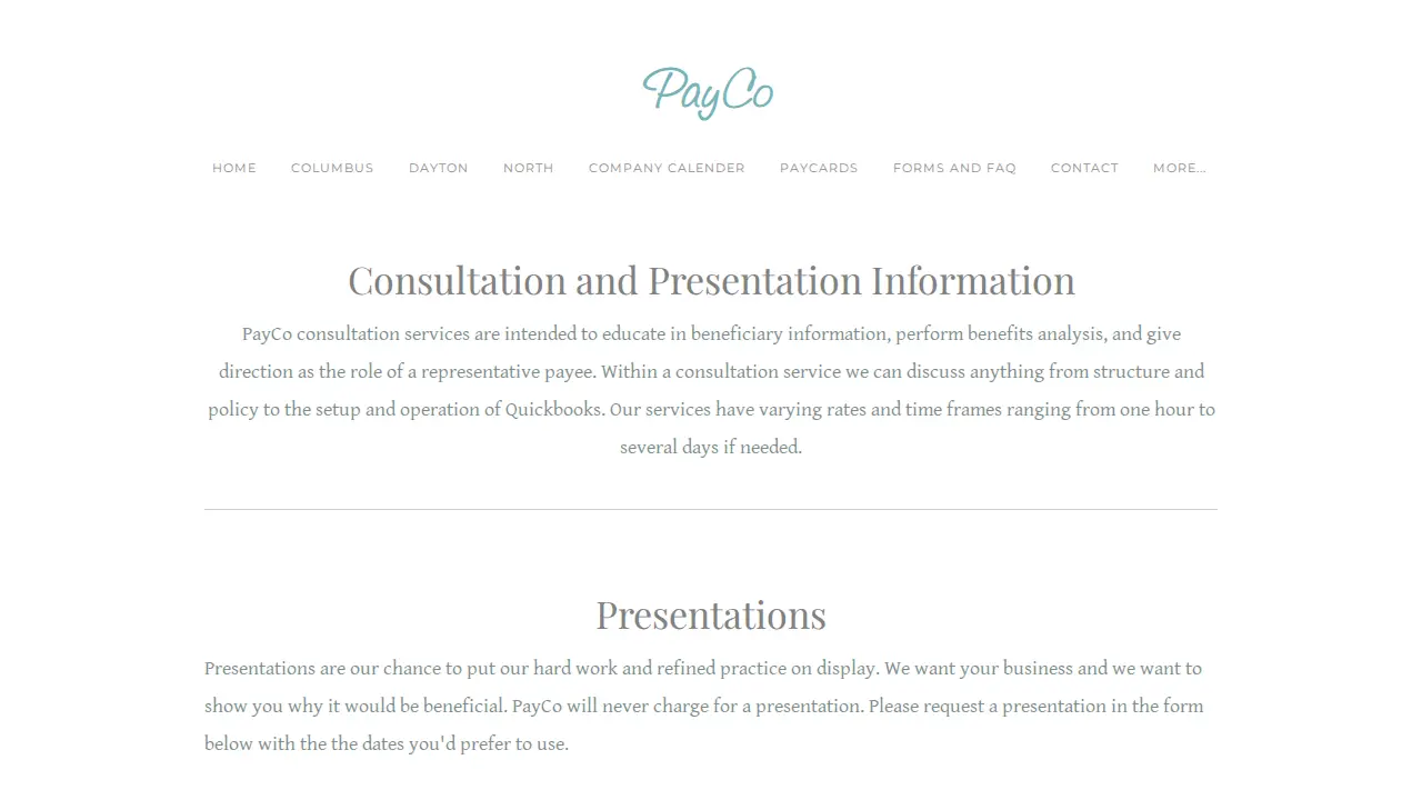 PayCo page