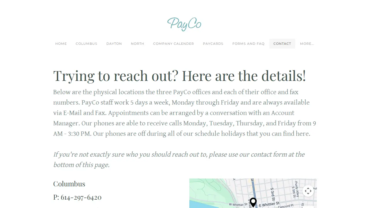 PayCo page