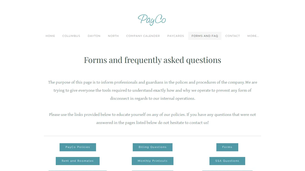 PayCo page