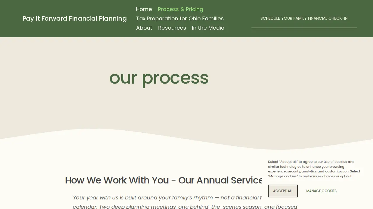 Pay It Forward Financial Planning page