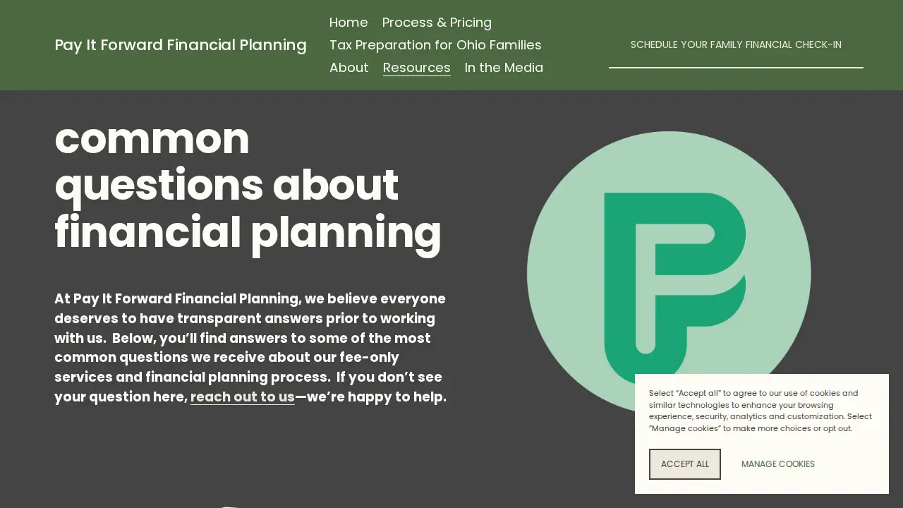 Pay It Forward Financial Planning page