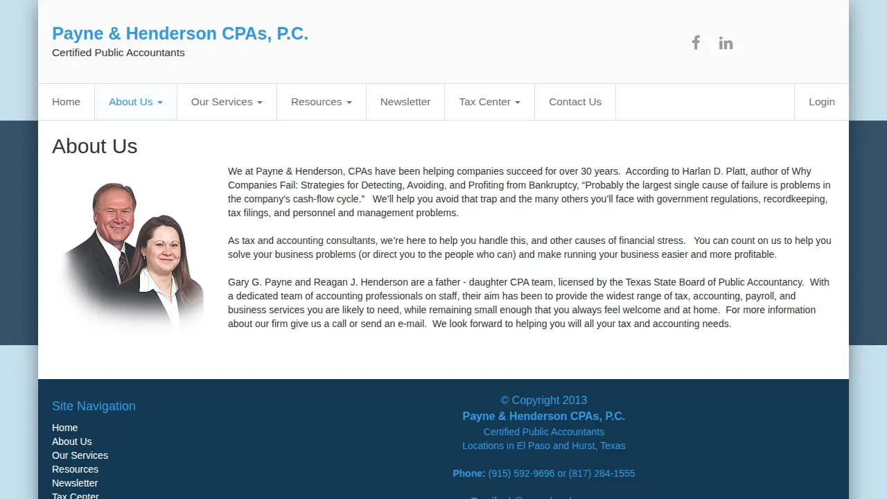 Payne and Henderson, CPAs, P.C. page