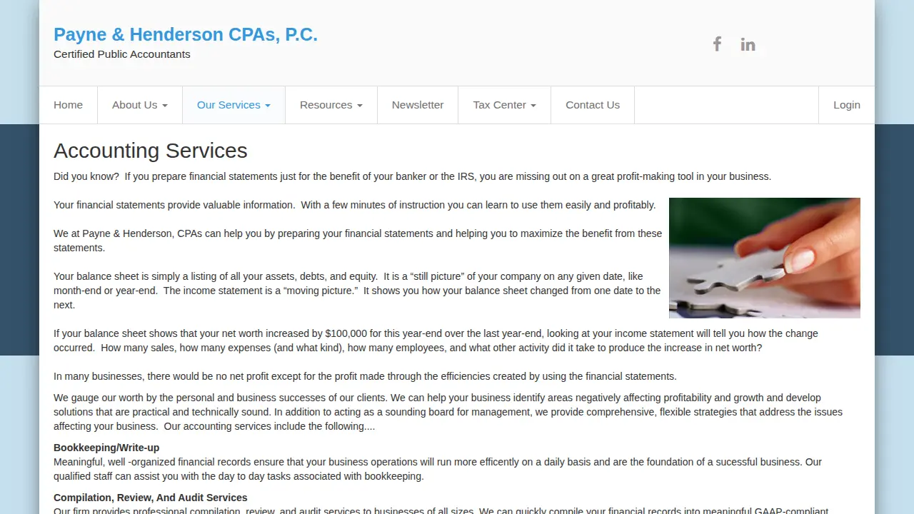 Payne and Henderson, CPAs, P.C. page