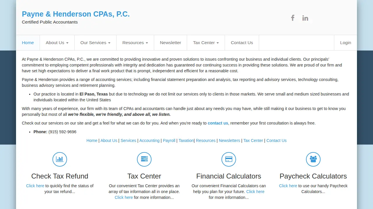 Payne and Henderson, CPAs, P.C. page
