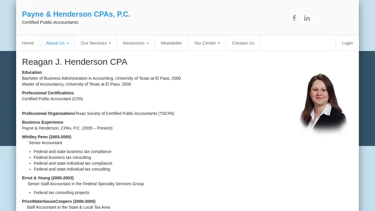 Payne and Henderson, CPAs, P.C. page