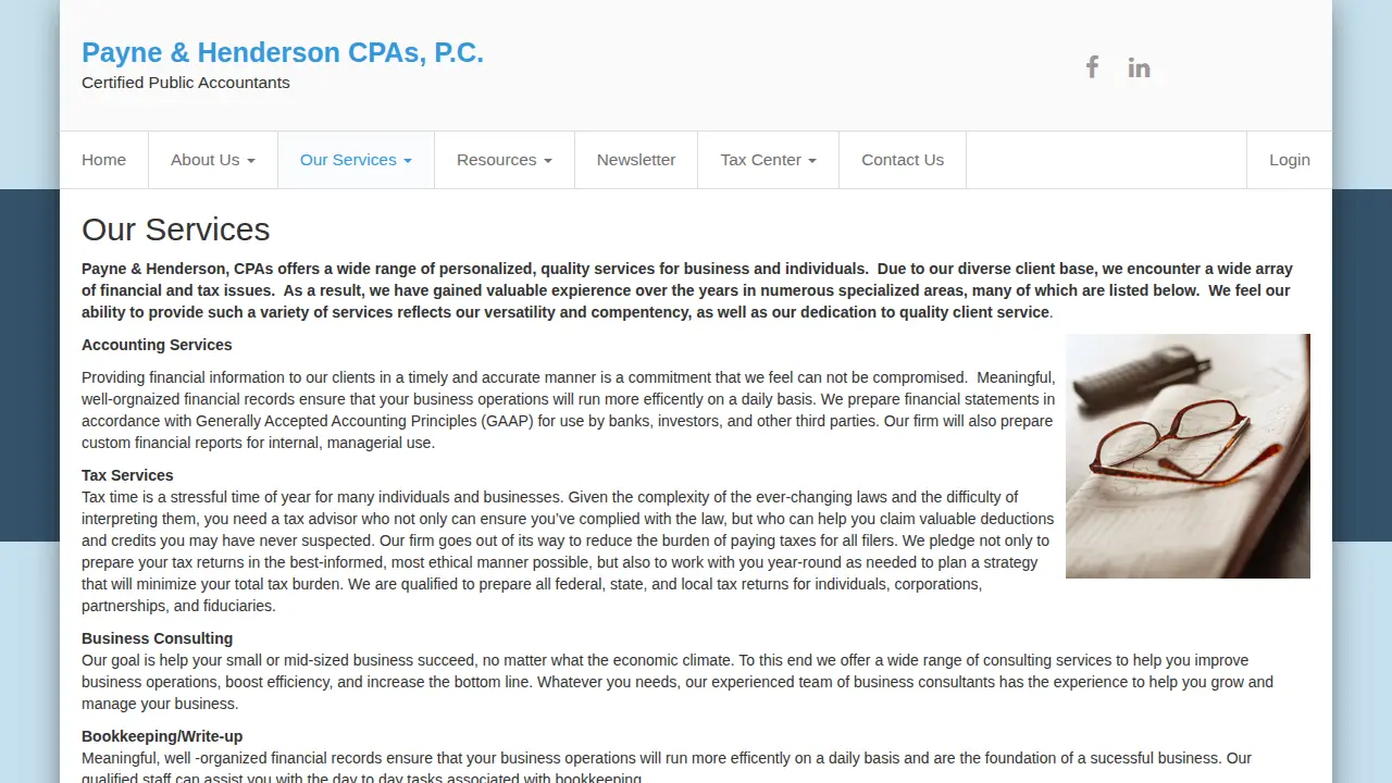 Payne and Henderson, CPAs, P.C. page