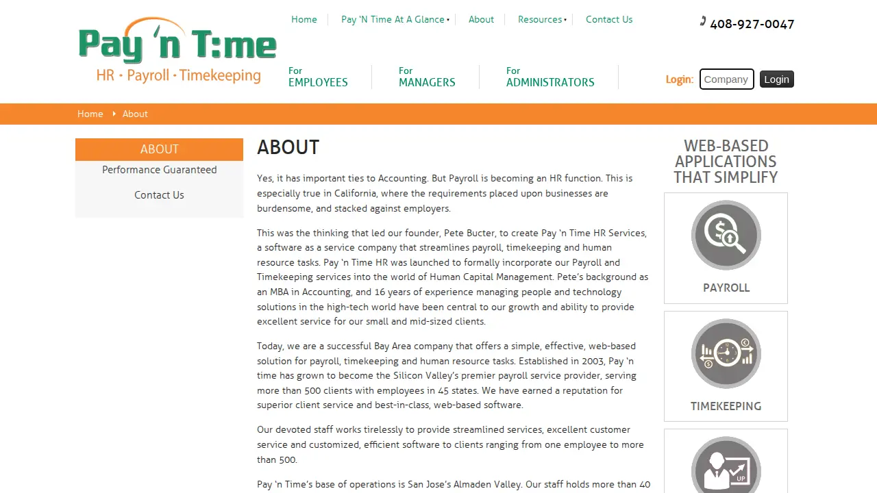 Pay 'n Time page