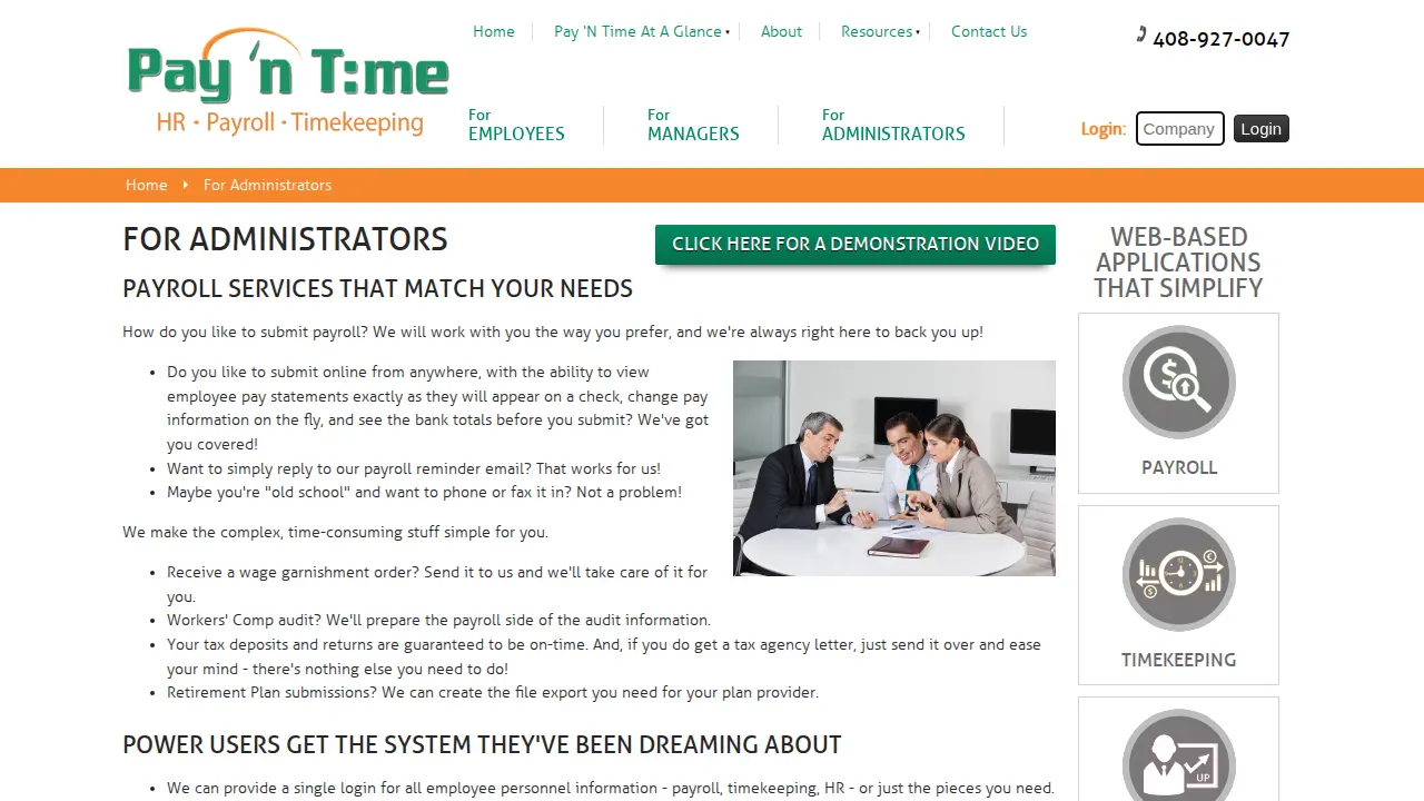 Pay 'n Time page