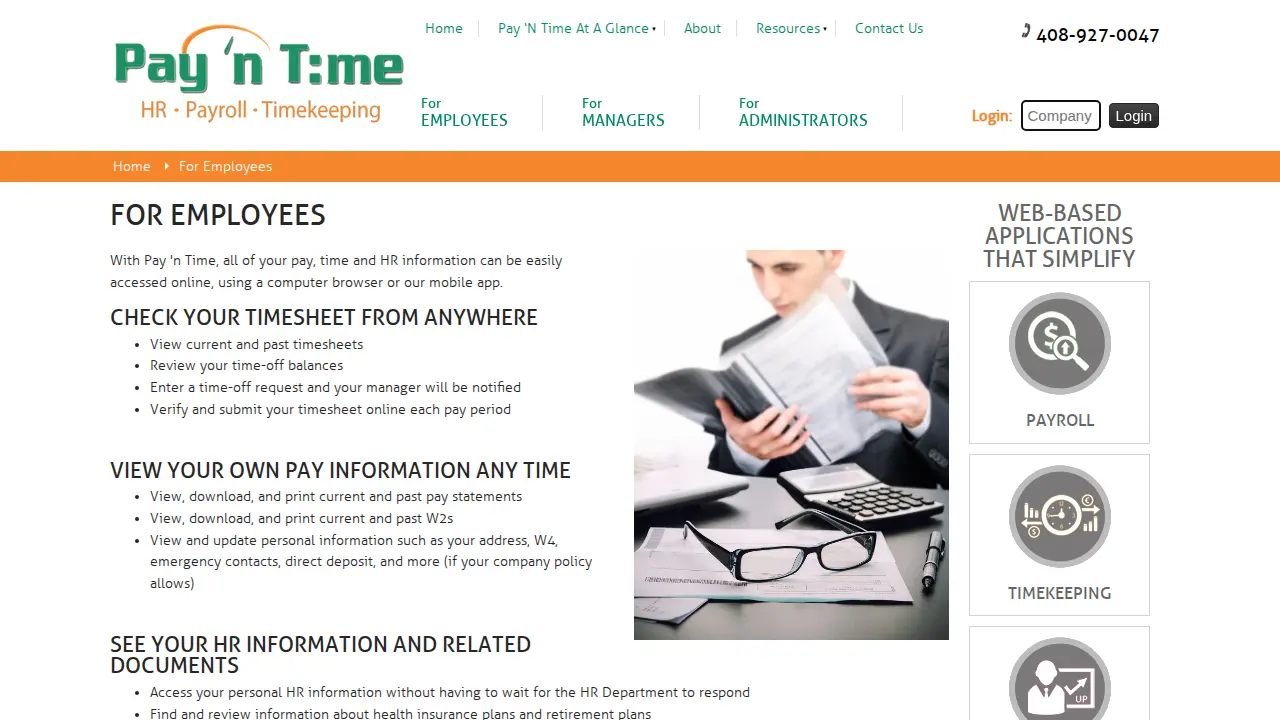 Pay 'n Time page