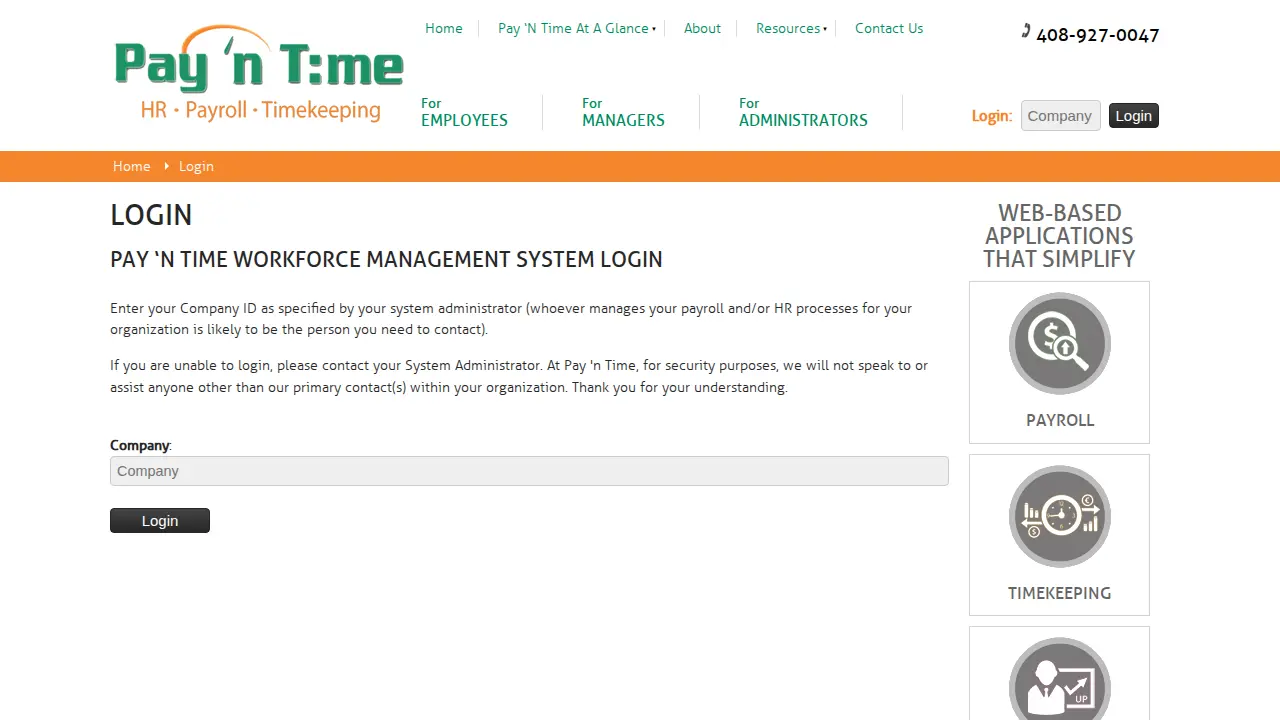 Pay 'n Time page