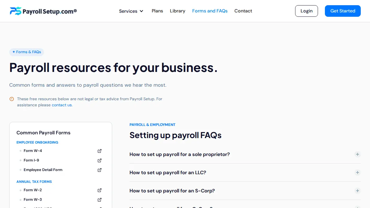 Payroll Setup page