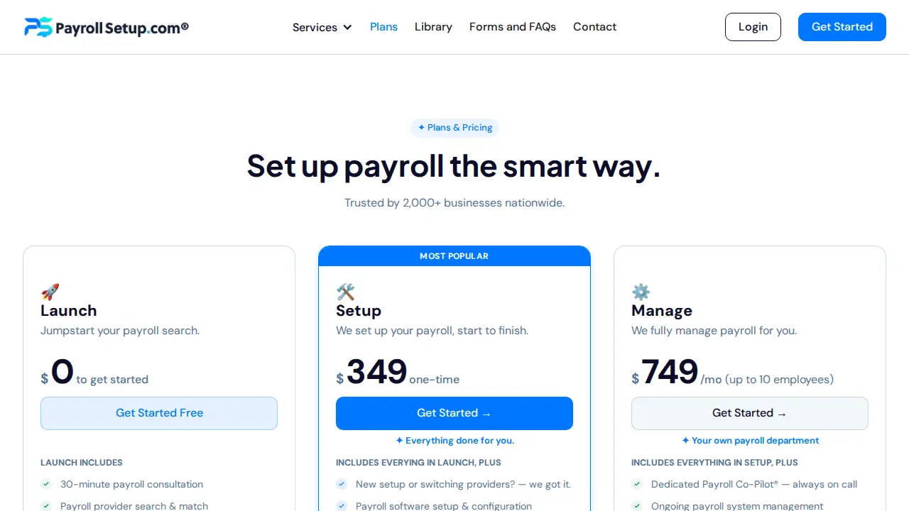 Payroll Setup page