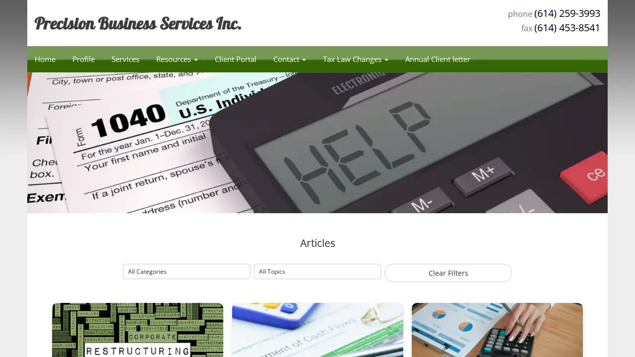 Precision Business Services page