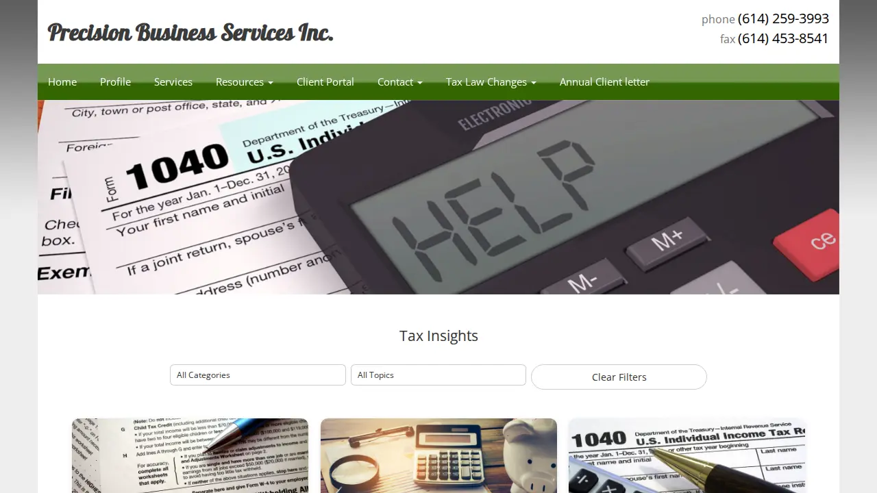 Precision Business Services page