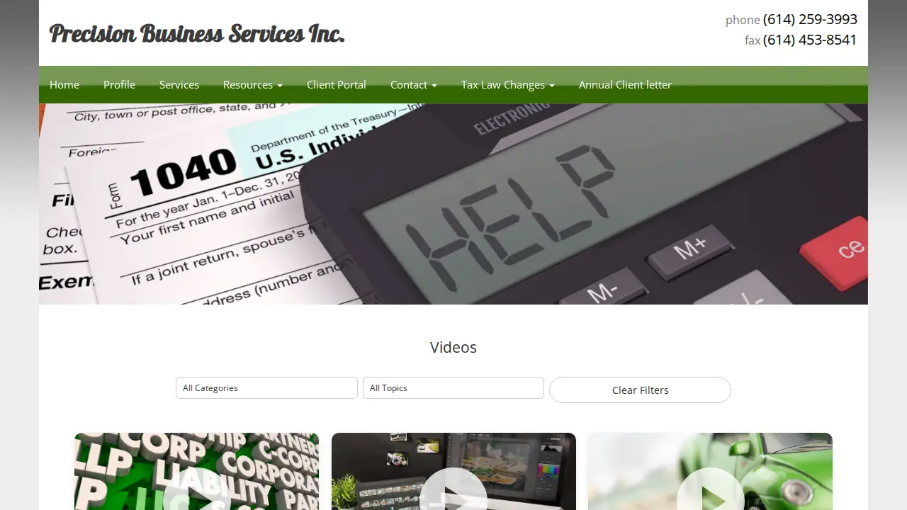 Precision Business Services page