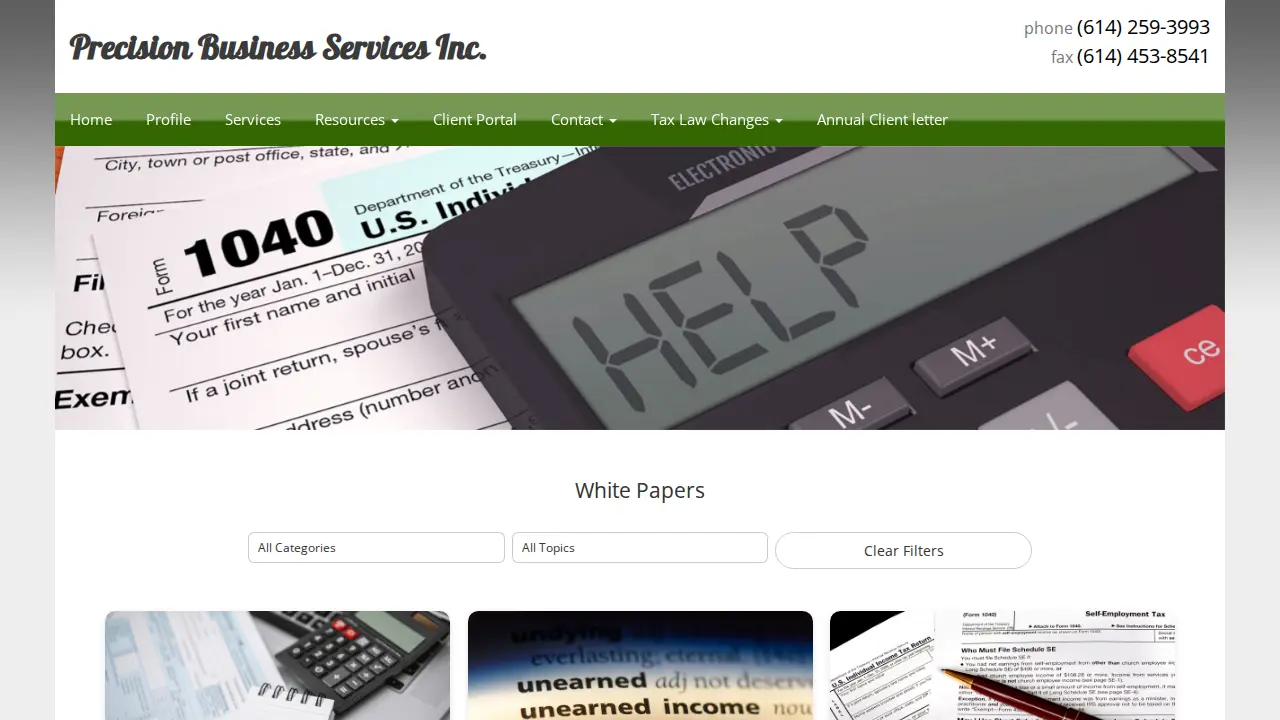 Precision Business Services page