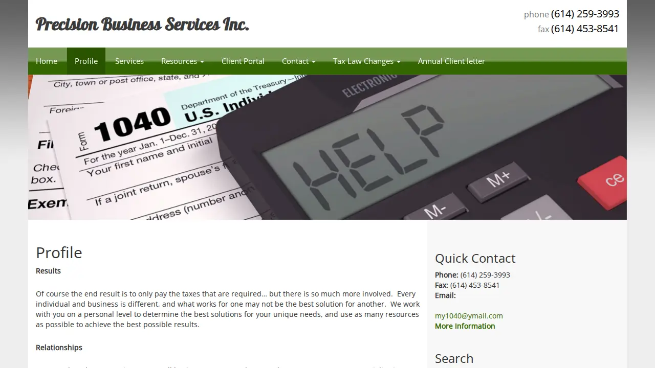 Precision Business Services page