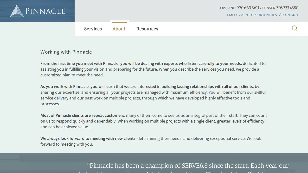 Pinnacle Consulting page