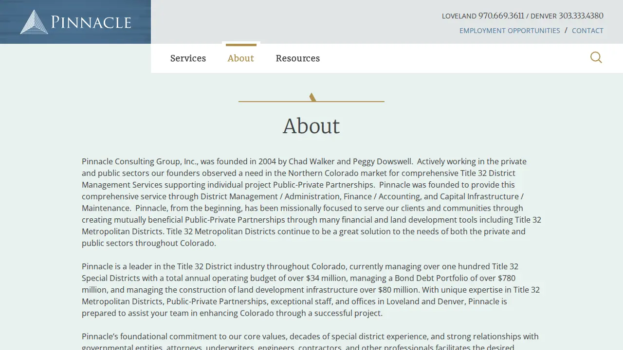 Pinnacle Consulting page