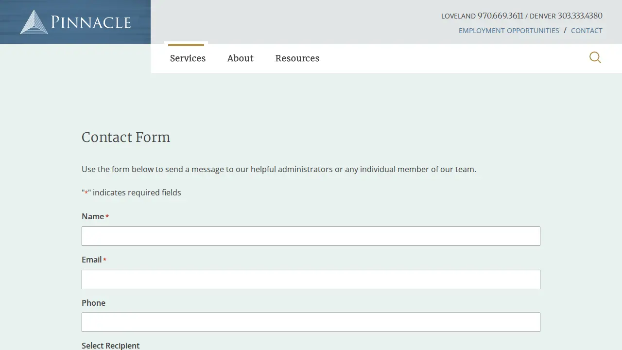 Pinnacle Consulting page