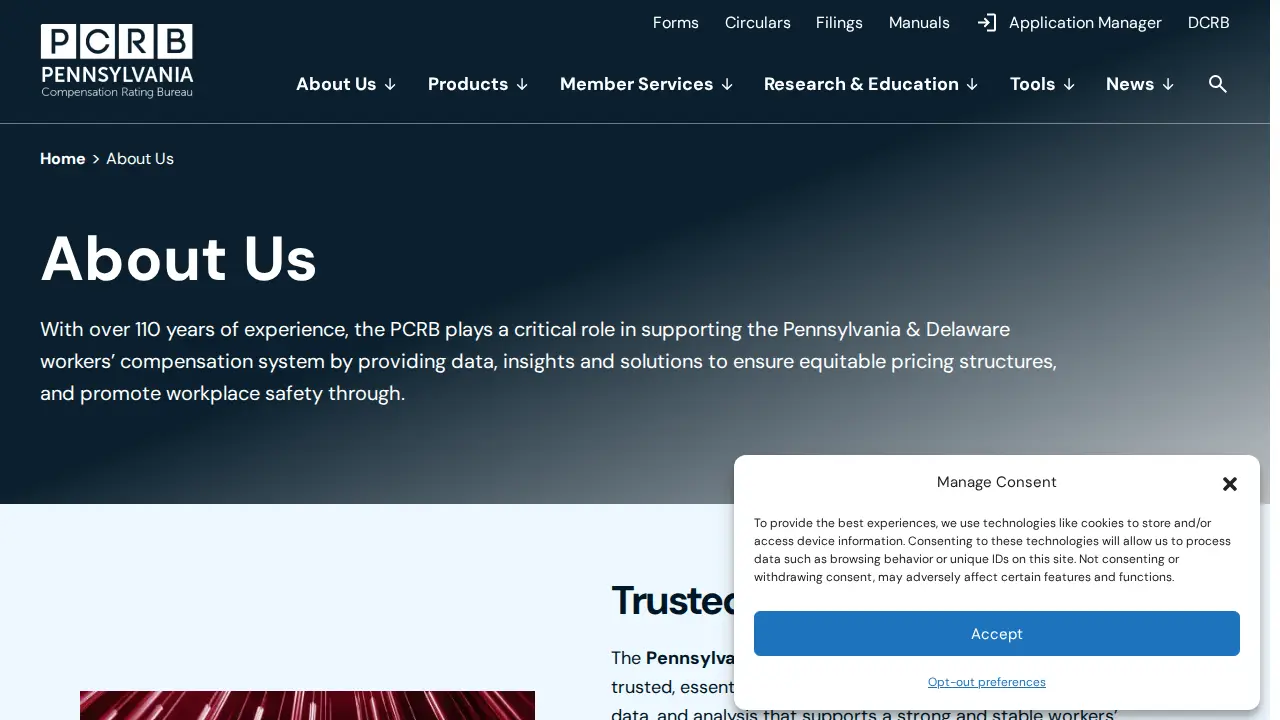 Pennsylvania Compensation Rating Bureau page