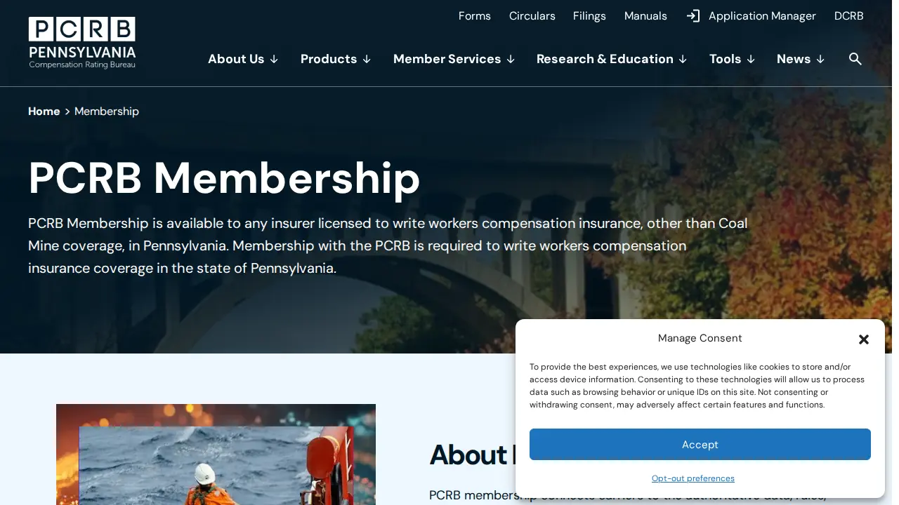 Pennsylvania Compensation Rating Bureau page