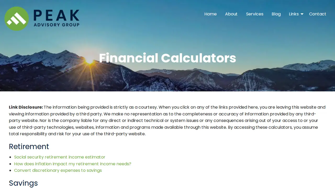 Peak Advisory Group LLC page