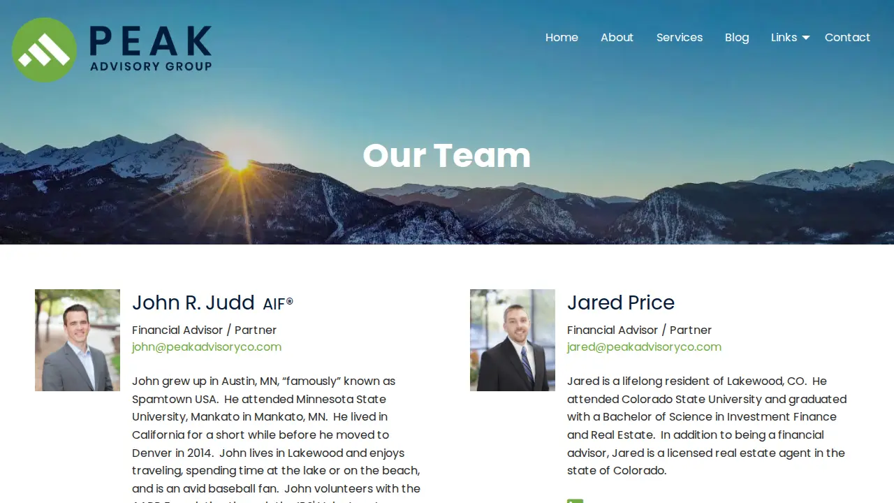 Peak Advisory Group LLC page