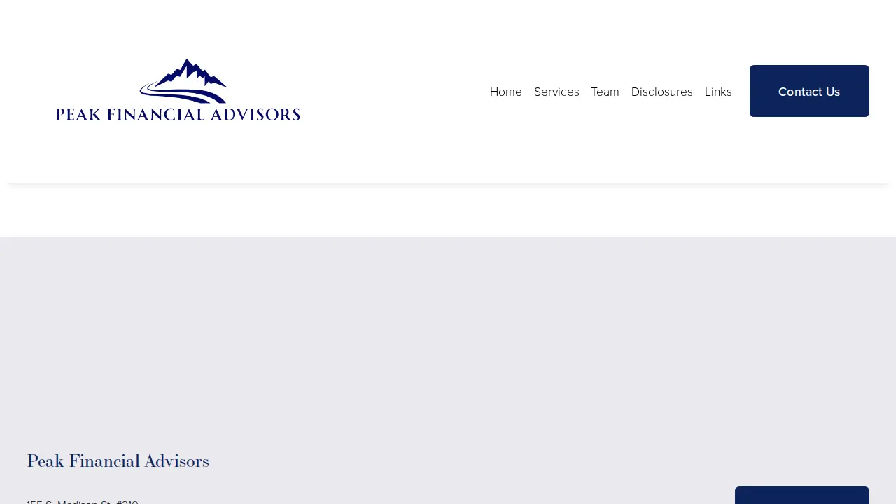 Peak Financial Advisors page