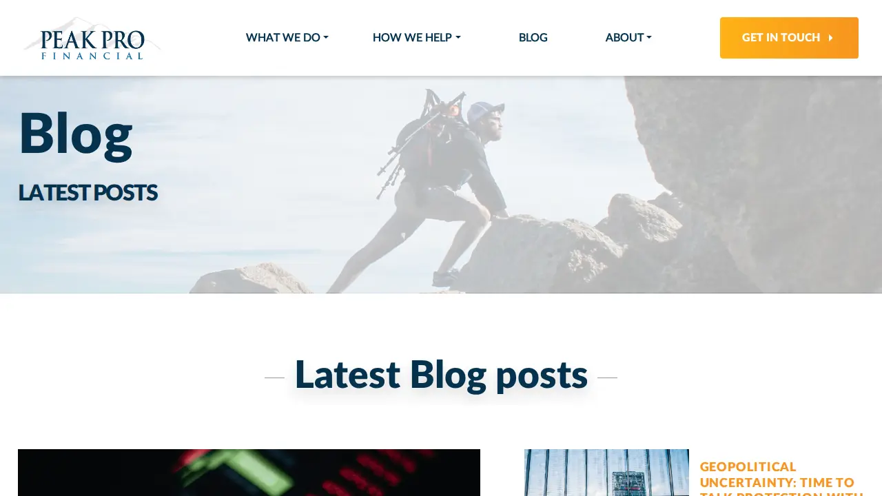 Peak Pro Financial page