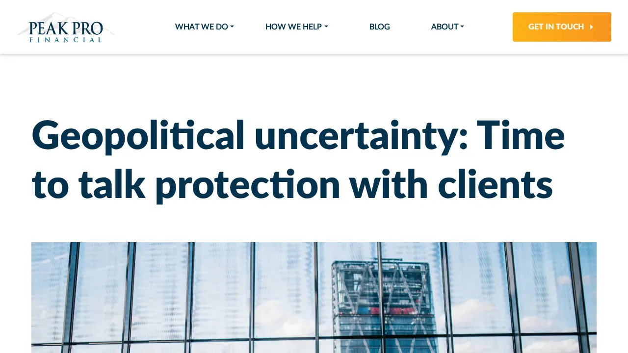 Peak Pro Financial page