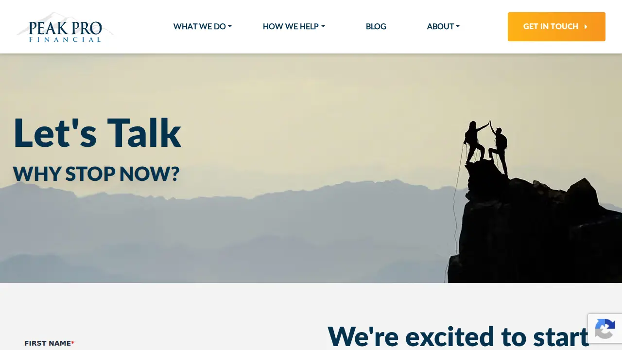 Peak Pro Financial page
