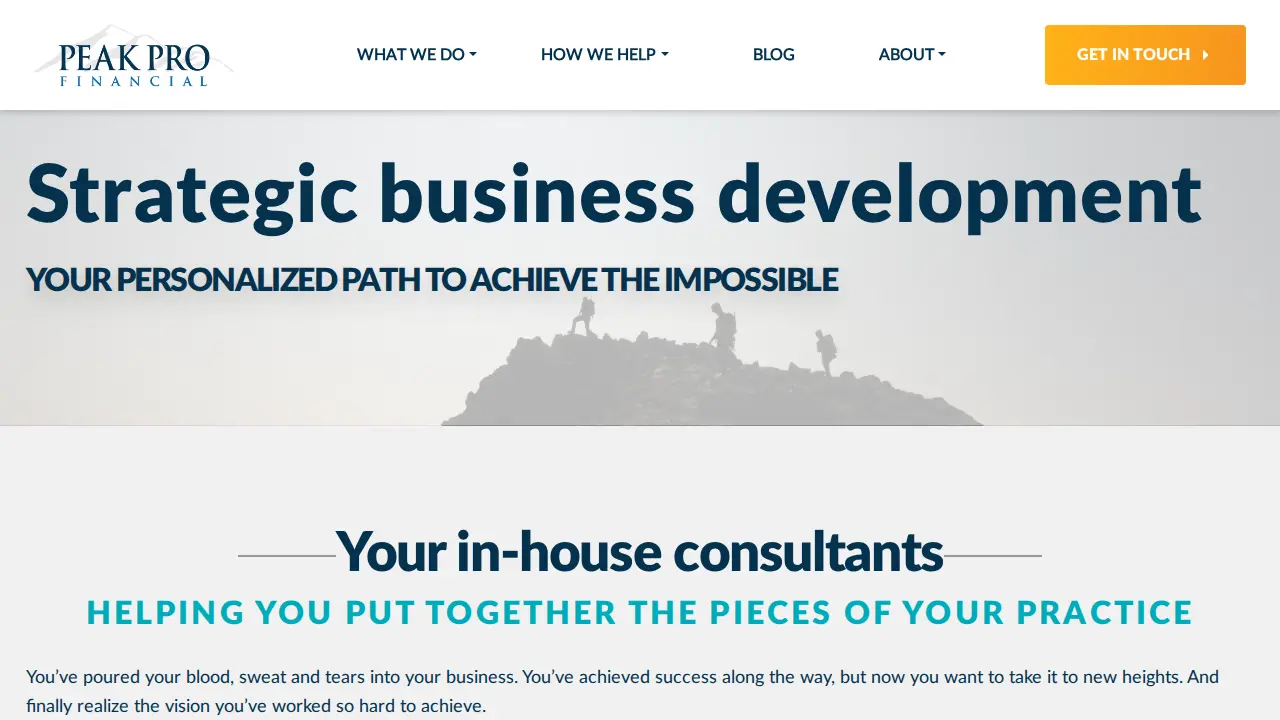 Peak Pro Financial page