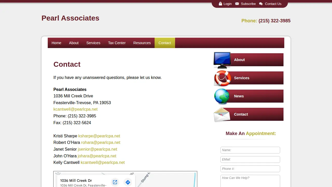 Pearl Associates Inc page