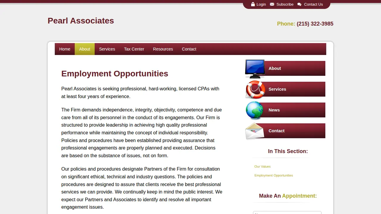 Pearl Associates Inc page