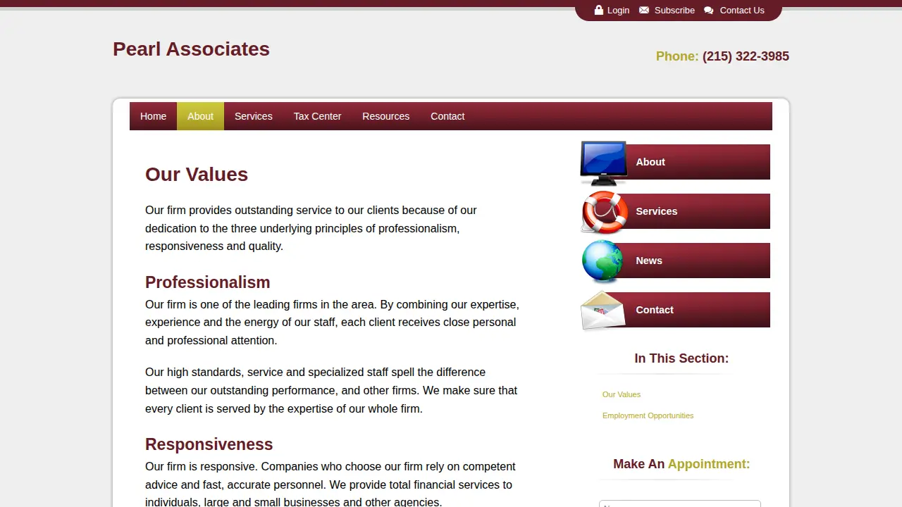Pearl Associates Inc page