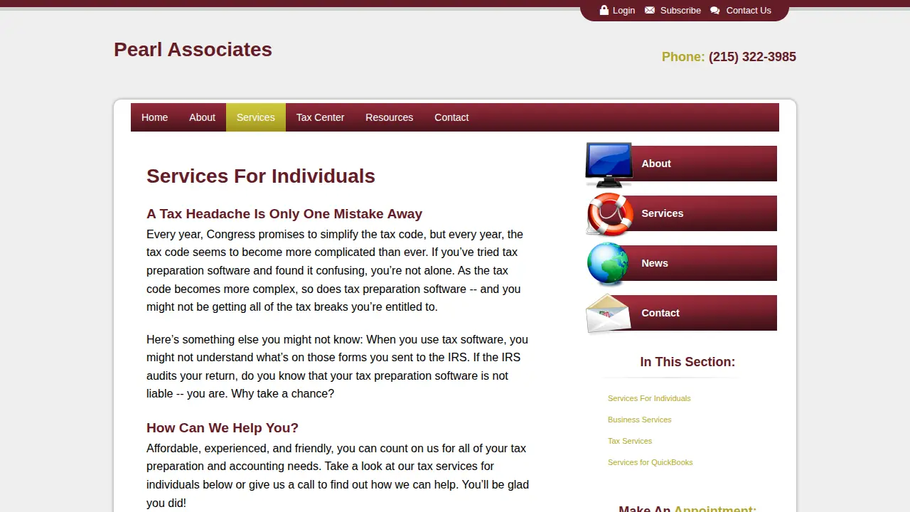 Pearl Associates Inc page