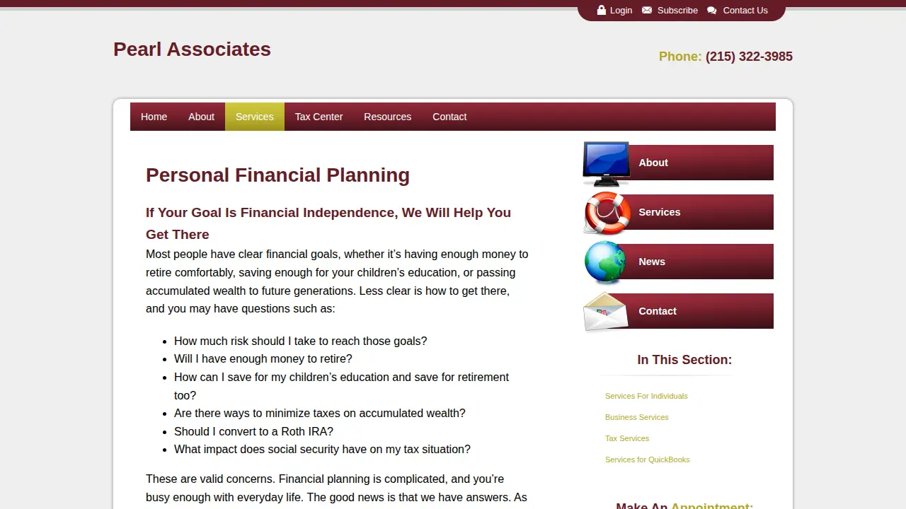 Pearl Associates Inc page