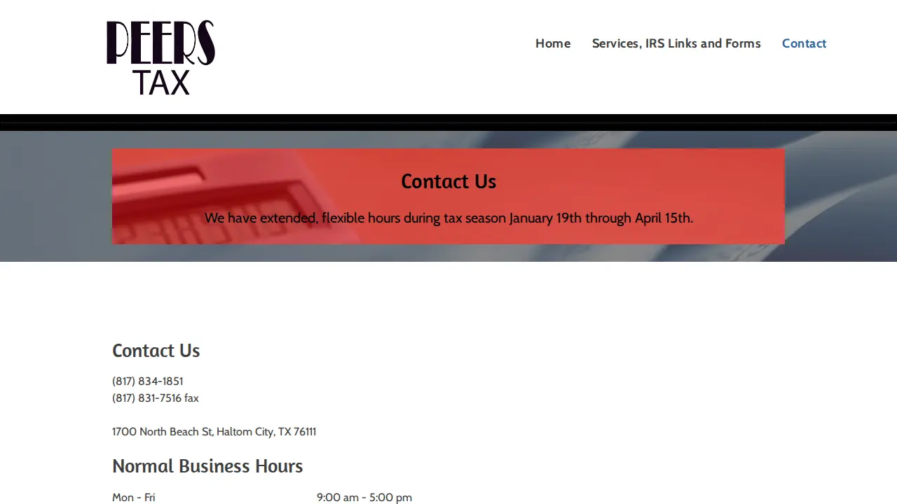 Peers Tax & Bookkeeping Services page