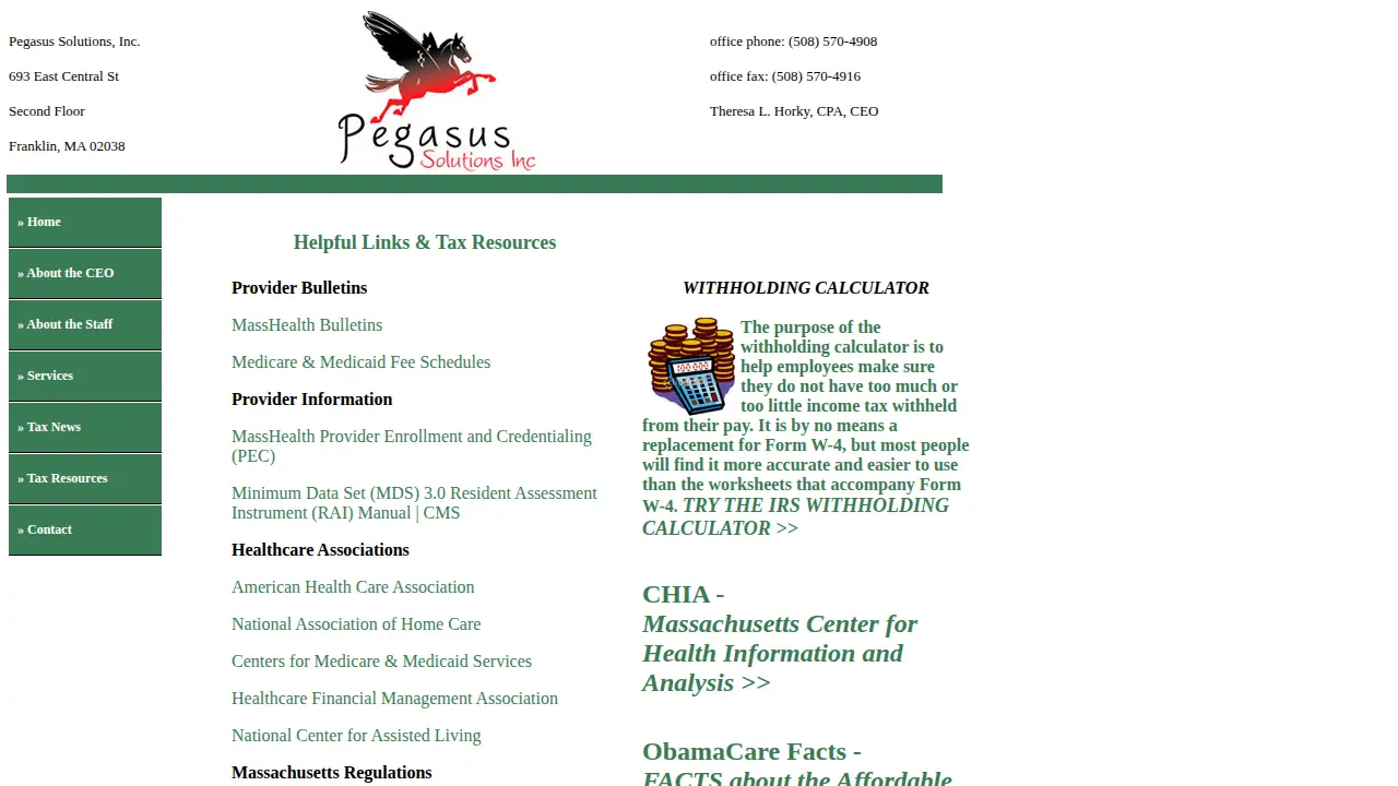 Pegasus Solutions, Inc. page
