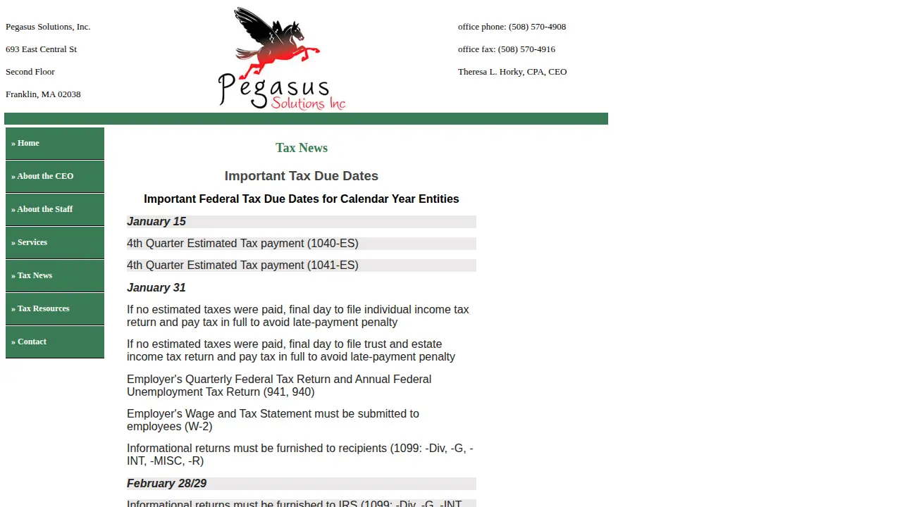 Pegasus Solutions, Inc. page