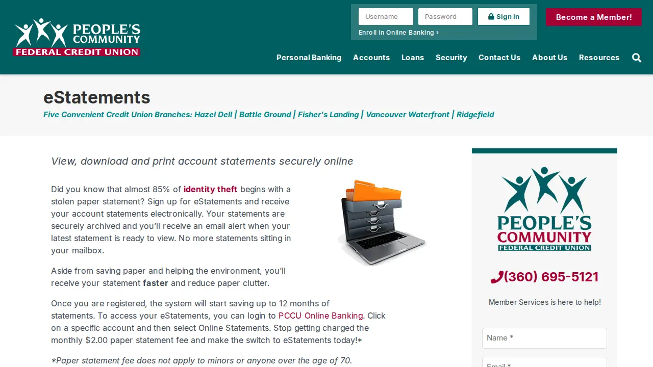 People's Community Federal Credit Union page