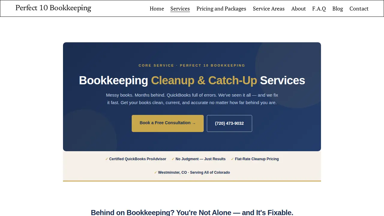 Perfect 10 Bookkeeping page