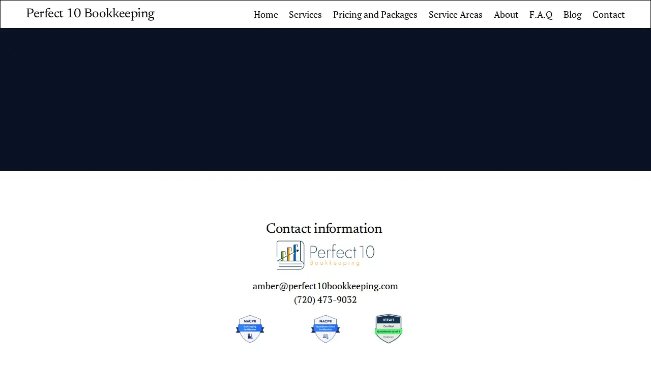 Perfect 10 Bookkeeping page