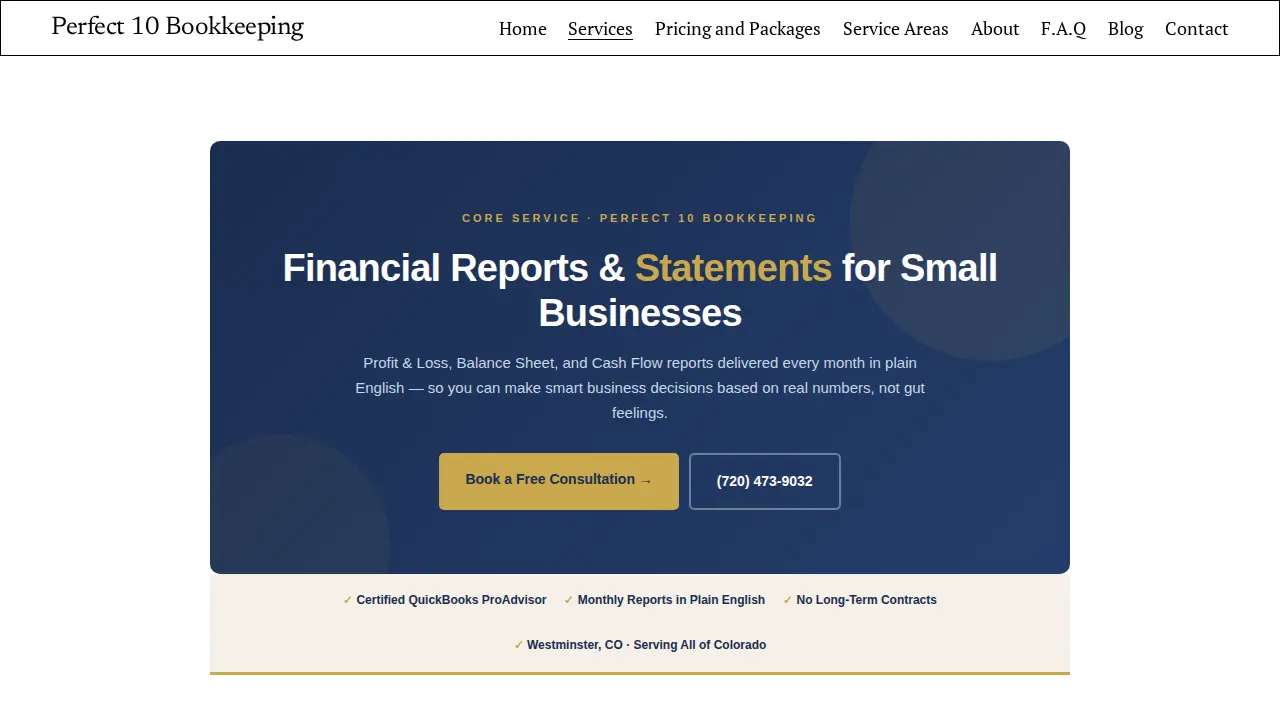 Perfect 10 Bookkeeping page