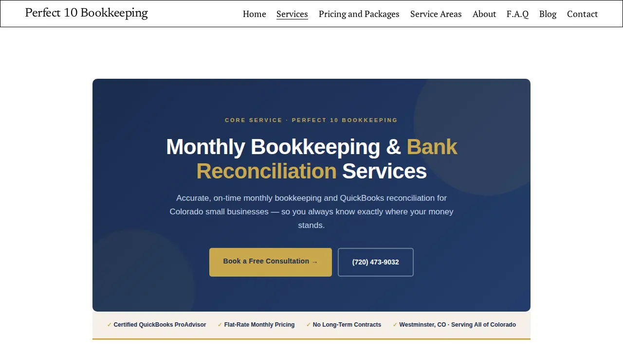 Perfect 10 Bookkeeping page