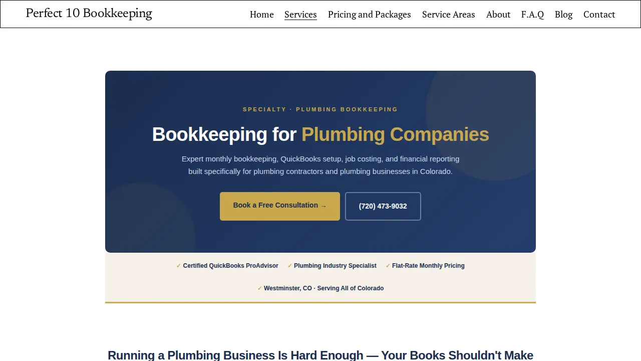 Perfect 10 Bookkeeping page