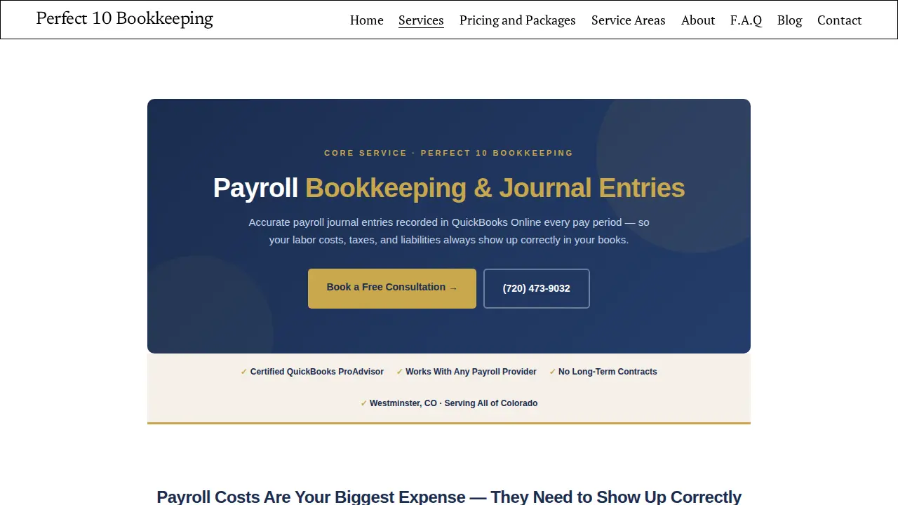 Perfect 10 Bookkeeping page